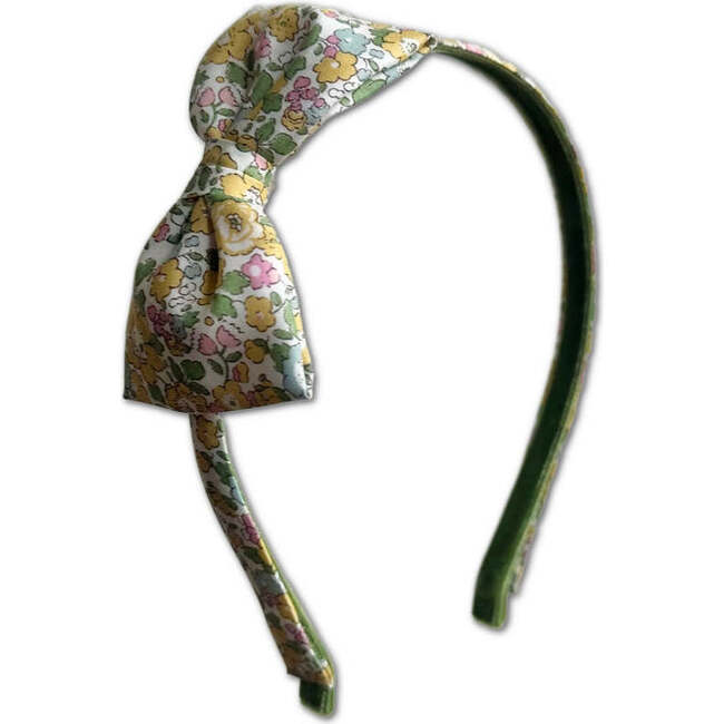LuluLuvs Liberty of London Bow Headband, Muted Yellow Floral