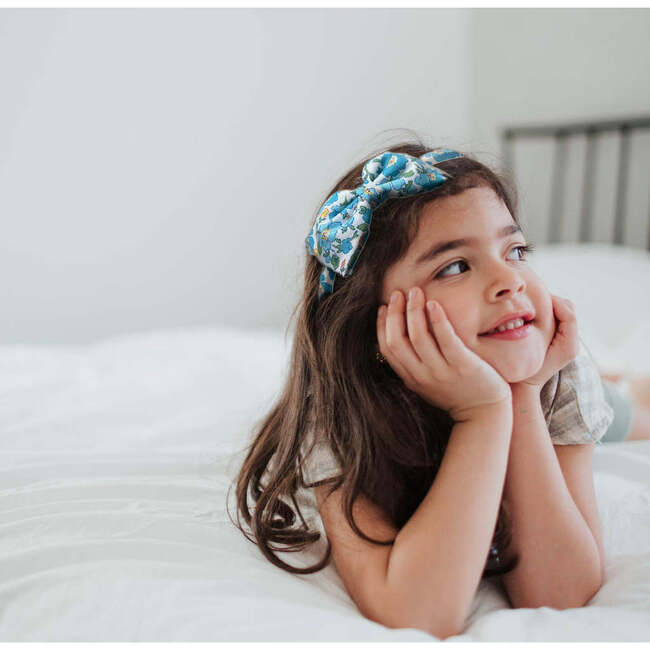 LuluLuvs Liberty of London Bow Headband, Sky Blue Floral