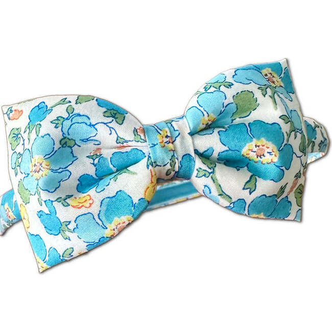 LuluLuvs Liberty of London Bow Headband, Sky Blue Floral - Headbands - 3