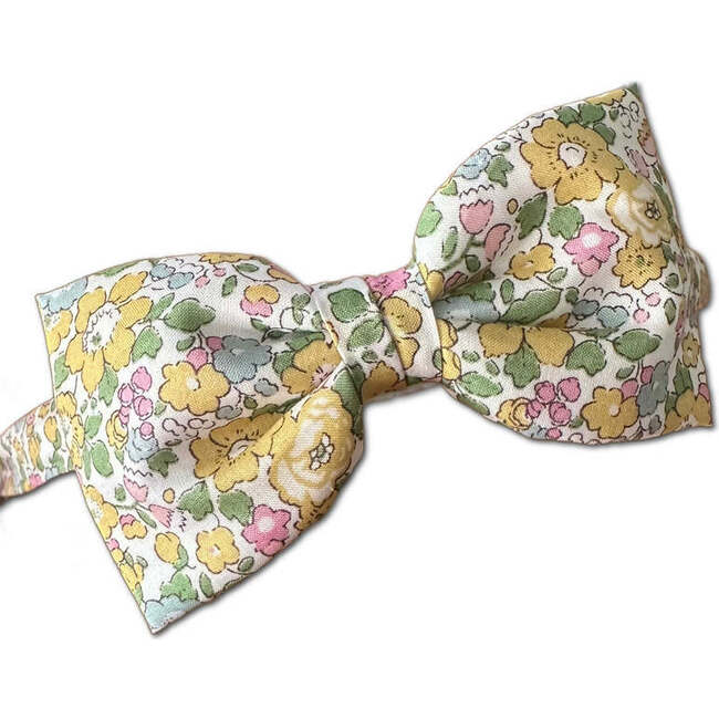 LuluLuvs Liberty of London Bow Headband, Muted Yellow Floral - Headbands - 3