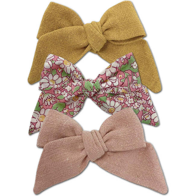 LuluLuvs Baby Tied Bows, Pink/Yellow Bundle Set