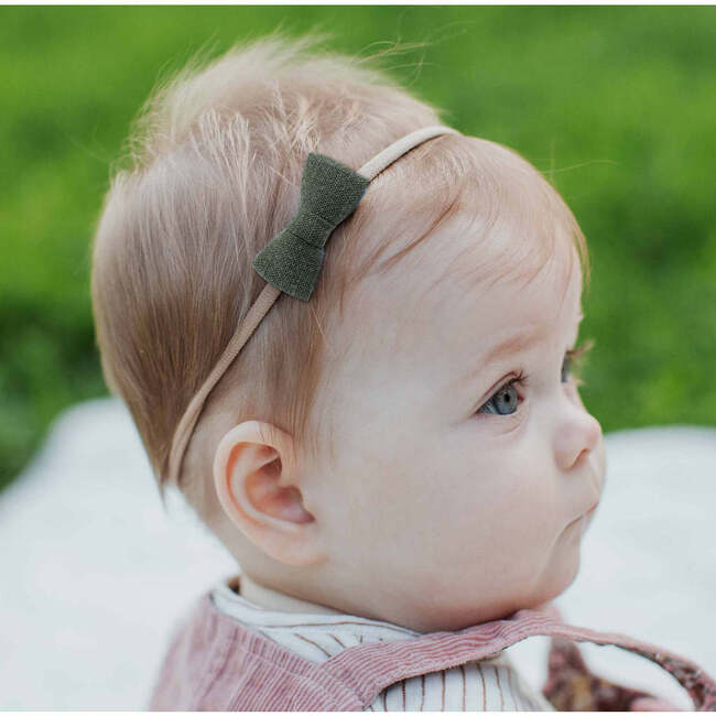 LuluLuvs Itty Bitty Bow Baby Headbands, Olive/Yellow Bundle Set - Hair Accessories - 3