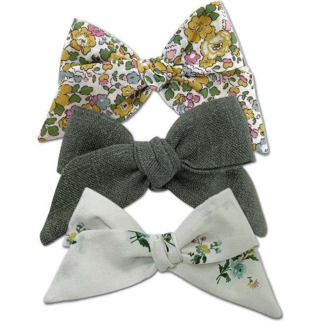 LuluLuvs Baby Tied Bows, Olive/Yellow Bundle Set