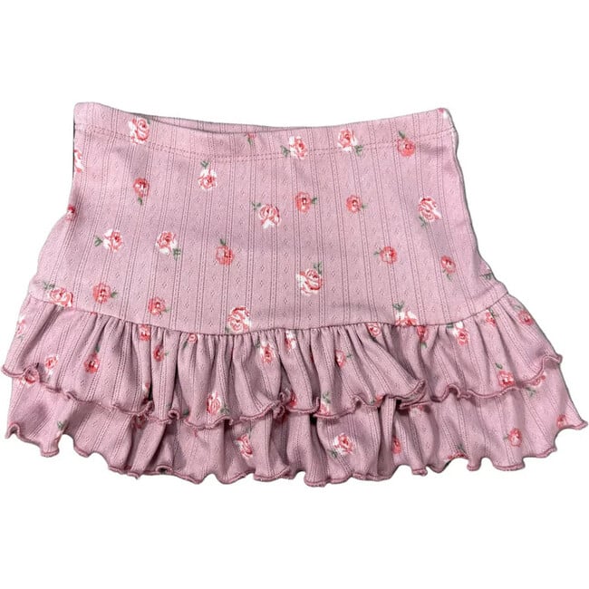 Girls Ruffle Skirt,Pink Flower