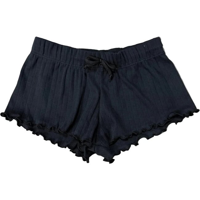Girls Pointelle Shorts,Black