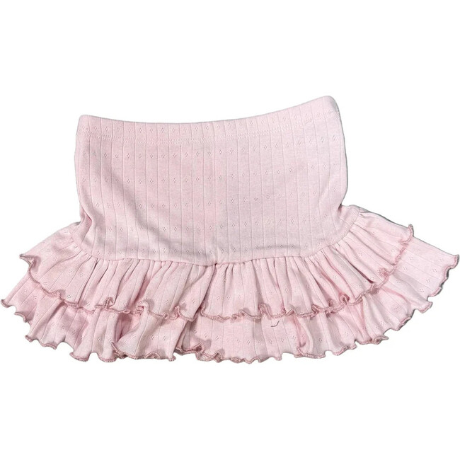 Girls Pointelle Ruffle Skirt, Pink