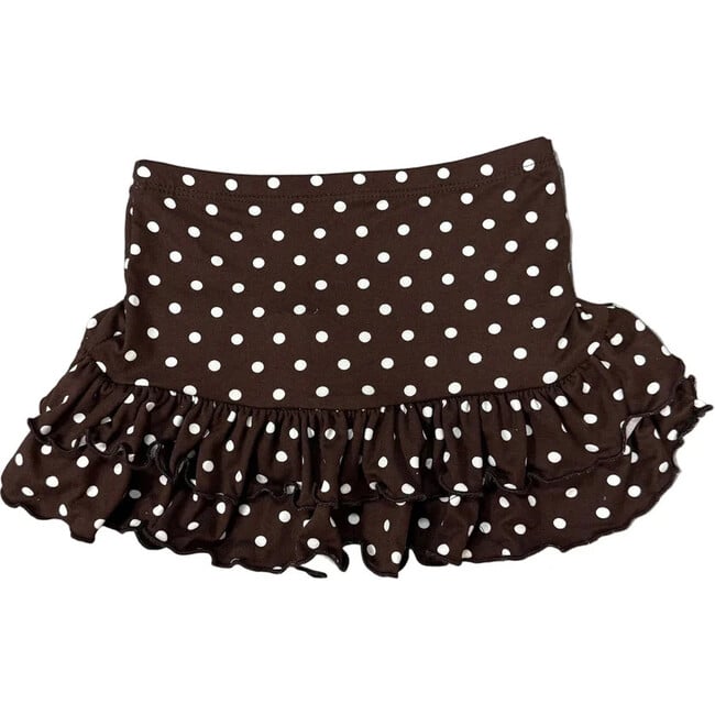 Girls Ruffle Skirt,Brown Polka Dot