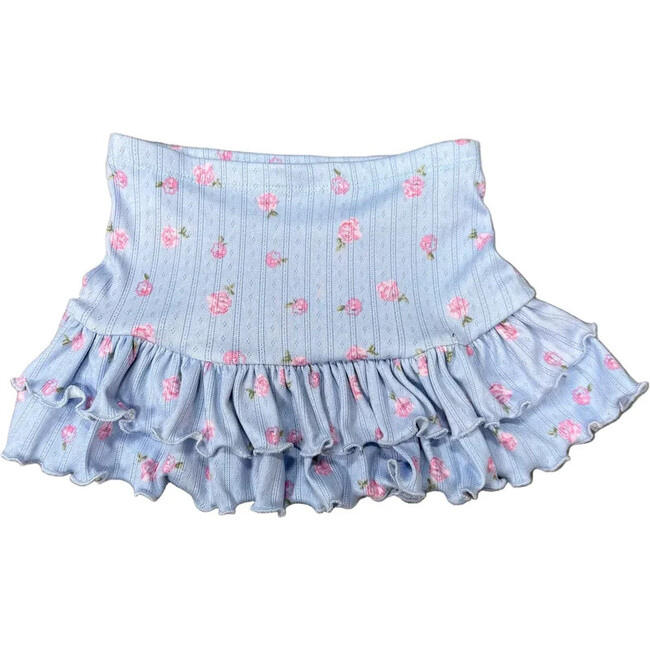 Girls Ruffle Skirt,Blue Flower