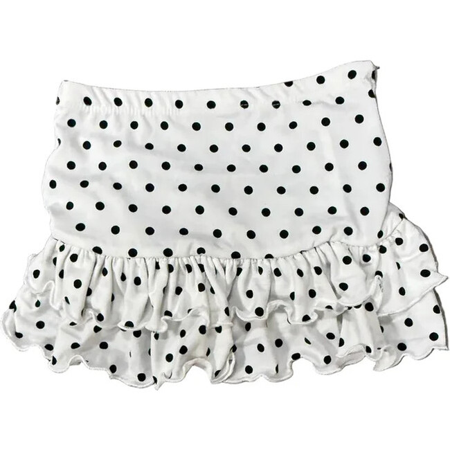 Girls Ruffle Skirt,White Polka Dot