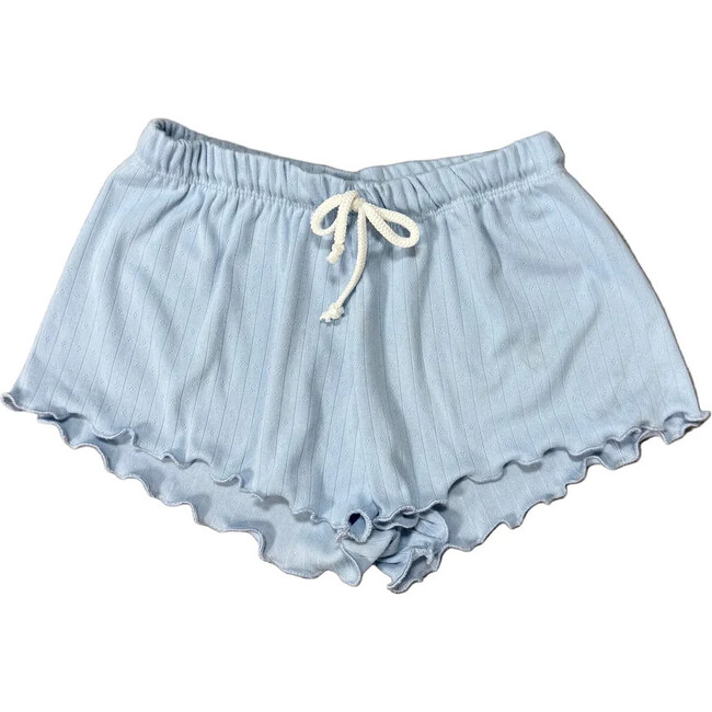 Girls Pointelle Shorts,Light Blue