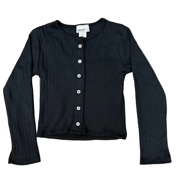 Girls Pointelle Cardigan,Black