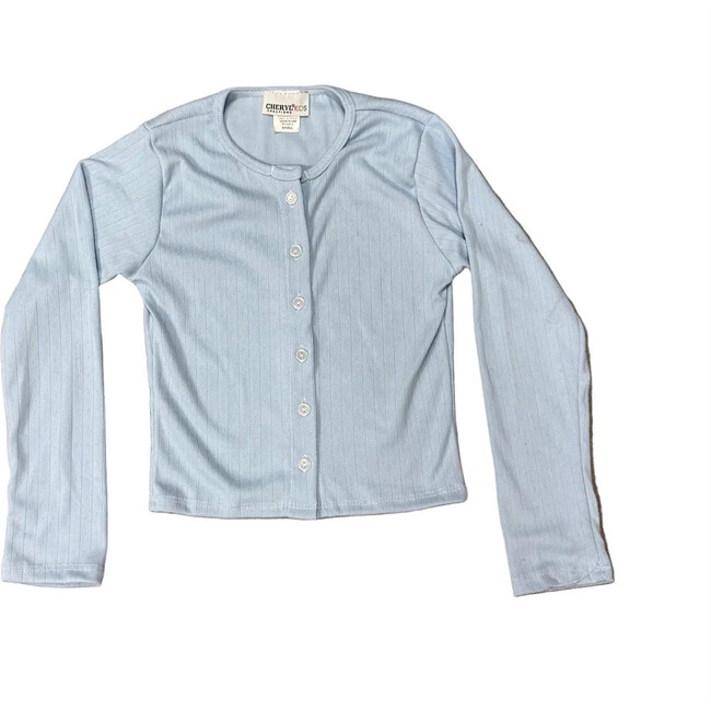 Girls Pointelle Cardigan,Light Blue