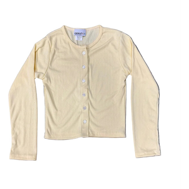 Girls Pointelle Cardigan,Yellow