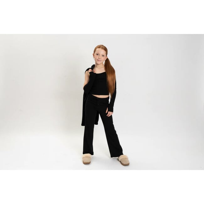 Girls 3 Pc Rib Sweat Set,Black