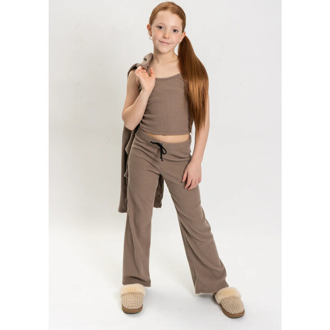 Girls 3 Pc Rib Sweat Set,Tan