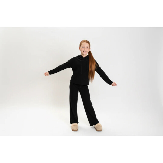 Girls 3 Pc Rib Sweat Set,Black