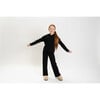 Girls 3 Pc Rib Sweat Set,Black - Loungewear - 2 - thumbnail