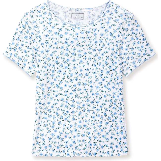 Womens Pointelle T-Shirt in Blue Floral