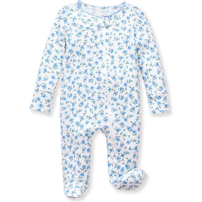 Infant Pointelle Footie Romper in Blue Floral