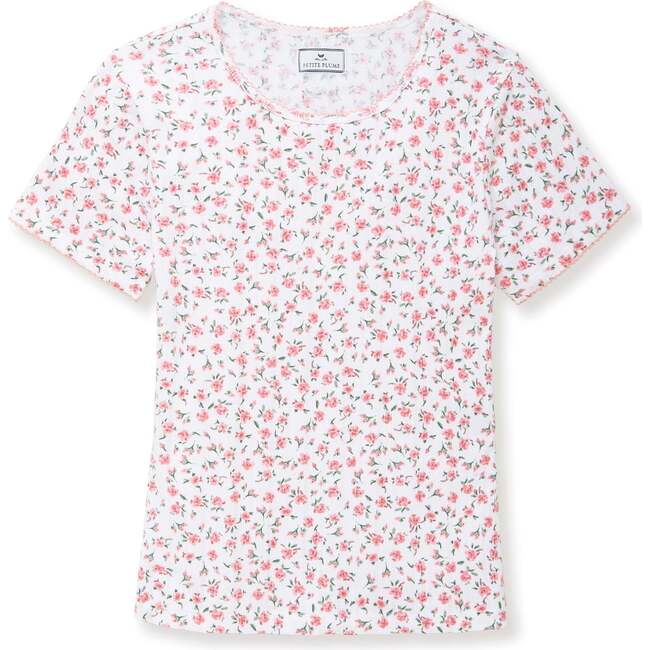 Womens Pointelle T-Shirt in Pink Floral