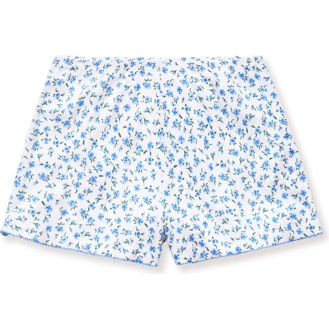 Womens Pointelle Shorts in Blue Floral