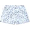 Womens Pointelle Shorts in Blue Floral - Shorts - 1 - thumbnail