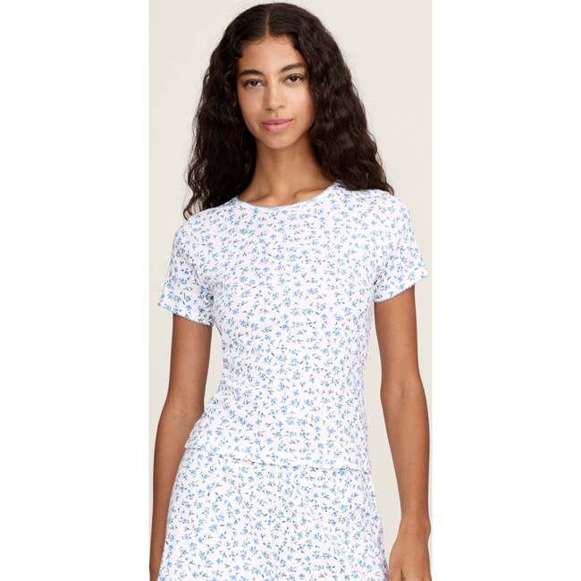 Womens Pointelle T-Shirt in Blue Floral