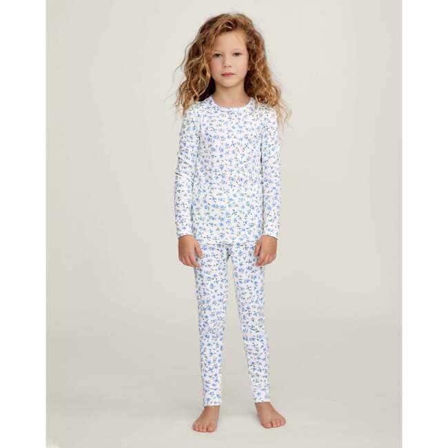 Children's Pointelle Snug Fit Pajama Set in Blue Floral