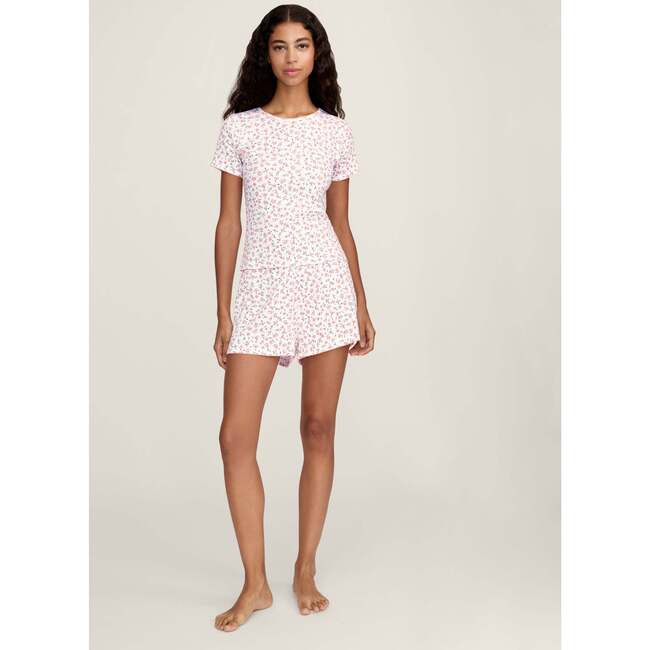 Womens Pointelle Shorts in Pink Floral