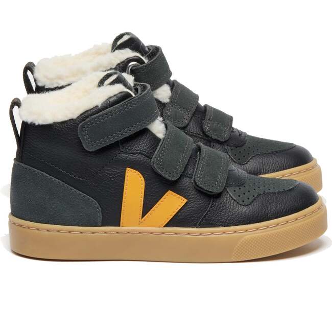 VEJA V-10 Winter Fleece Leather Sneakers, Graphite