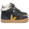 VEJA V-10 Winter Fleece Leather Sneakers, Graphite - Sneakers - 1 - thumbnail