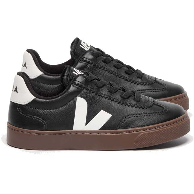 VEJA Volley Leather Sneakers, Black Bark