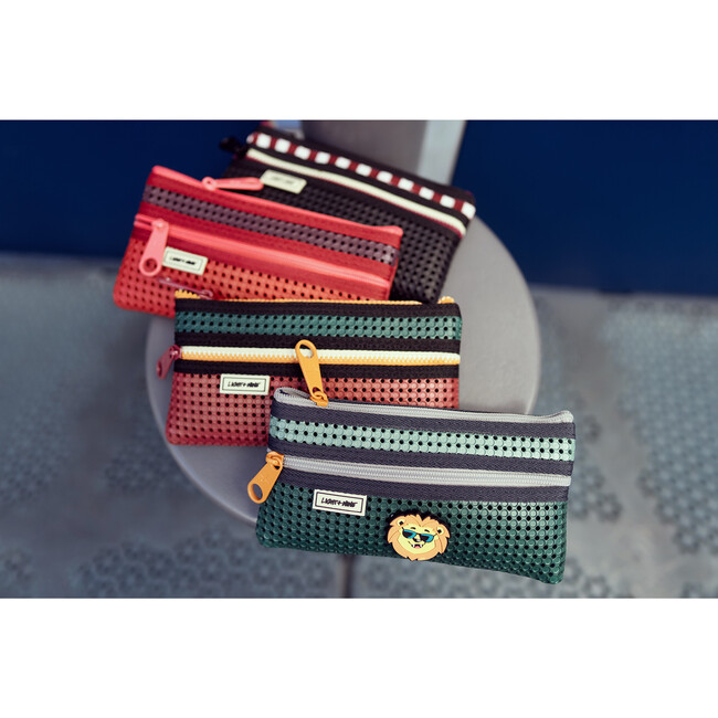 Flat Pencil Pouch, Checkered Brick - Bags - 4