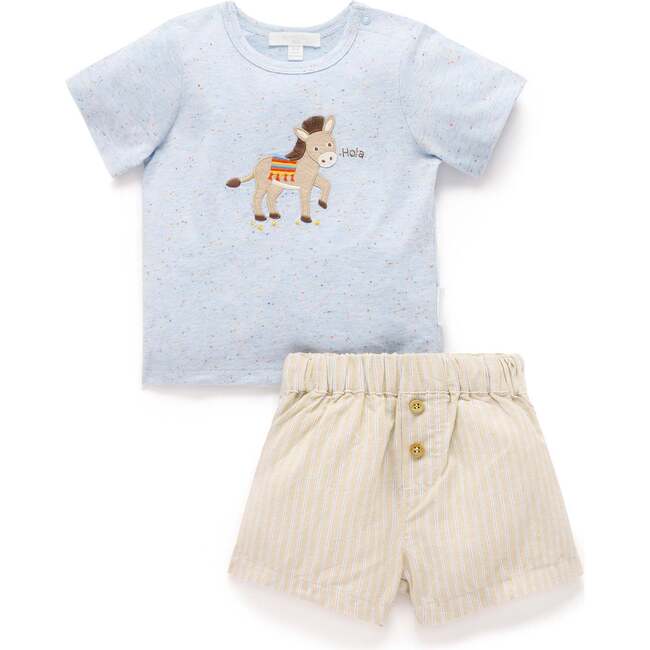 Linen Blend Short and Tee Set Taco Stripe