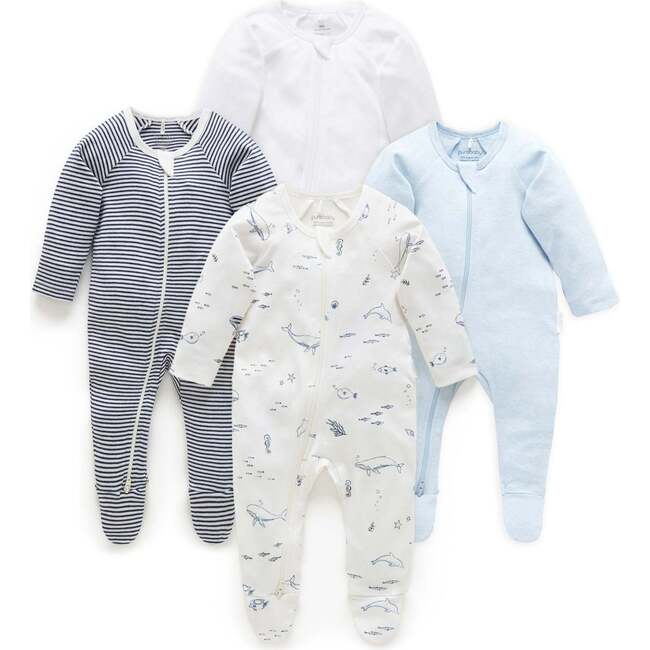 4 Pack Zip Footie Vanilla Nautical Pack