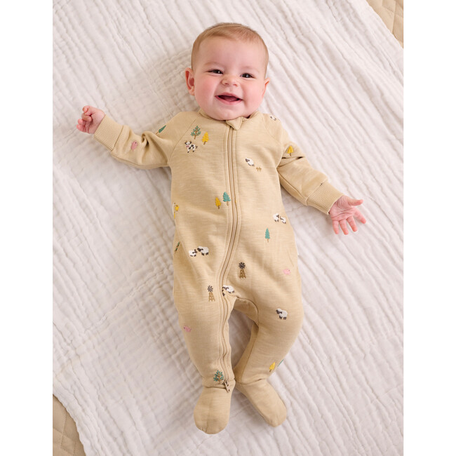 Embroidered Fleece Footie Farm Friends Broderie - Rompers - 2