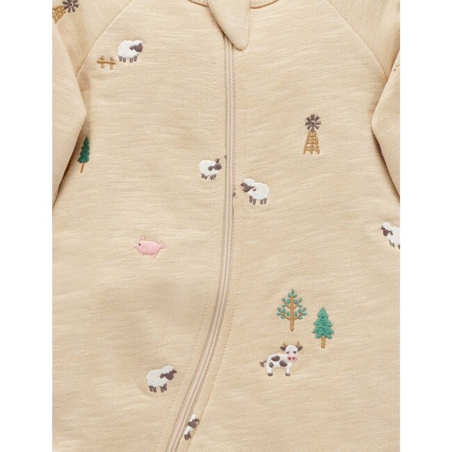 Embroidered Fleece Footie Farm Friends Broderie - Rompers - 5