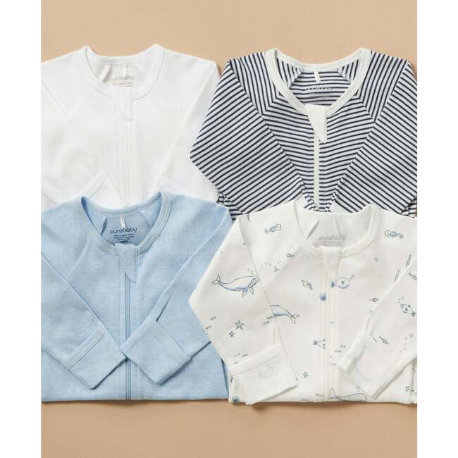 4 Pack Zip Footie Vanilla Nautical Pack - Footie Pajamas - 6