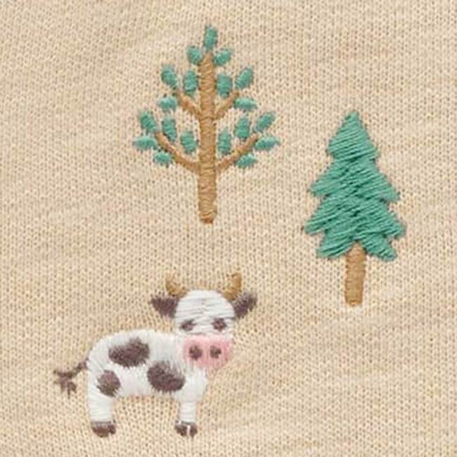 Embroidered Fleece Footie Farm Friends Broderie - Rompers - 7