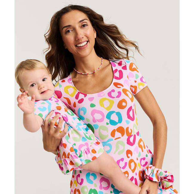 Luella Ruffled Twirl Bodysuit Dress Pink