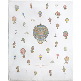 Reversible Quilt, Hot Air Ballon / Carousel Blue