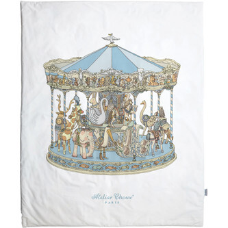 Reversible Quilt, Hot Air Ballon / Carousel Blue - Quilts - 3