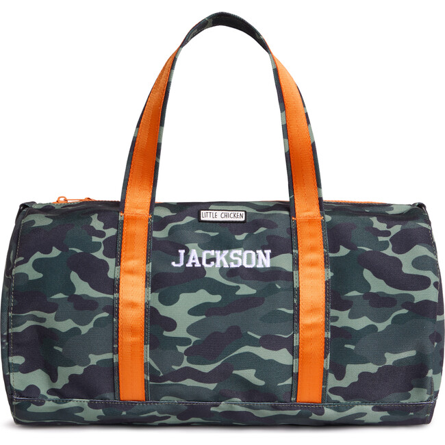 Personalized Kids Duffle Bag, Green Camoflauge