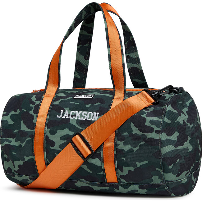 Personalized Kids Duffle Bag, Green Camoflauge - Luggage - 3