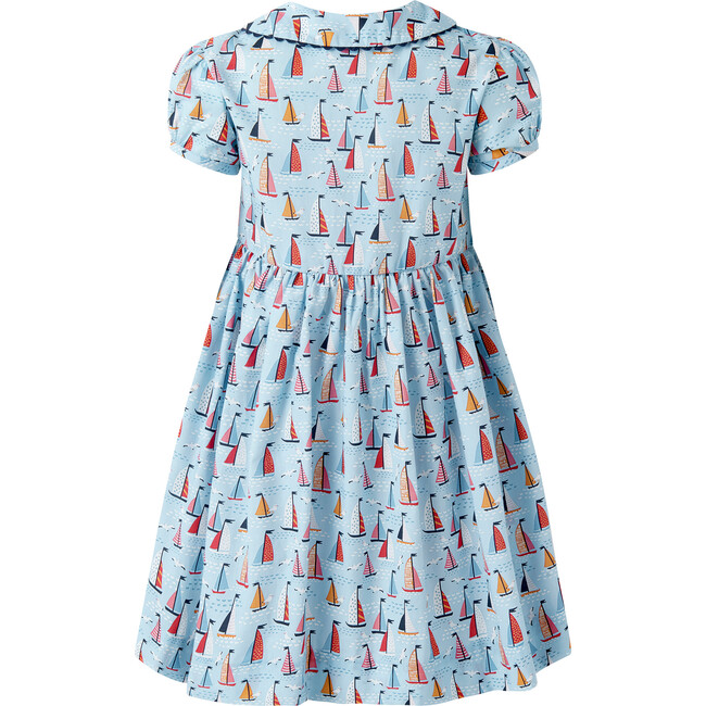 Sailboat Button Front Dress, Blue