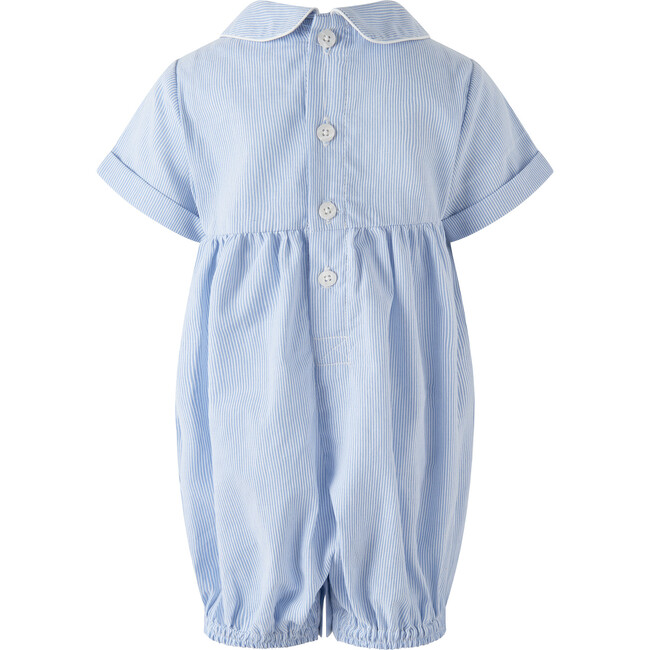 Stripe Tractor Smocked Babysuit, Blue
