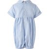 Stripe Tractor Smocked Babysuit, Blue - Rompers - 2 - thumbnail