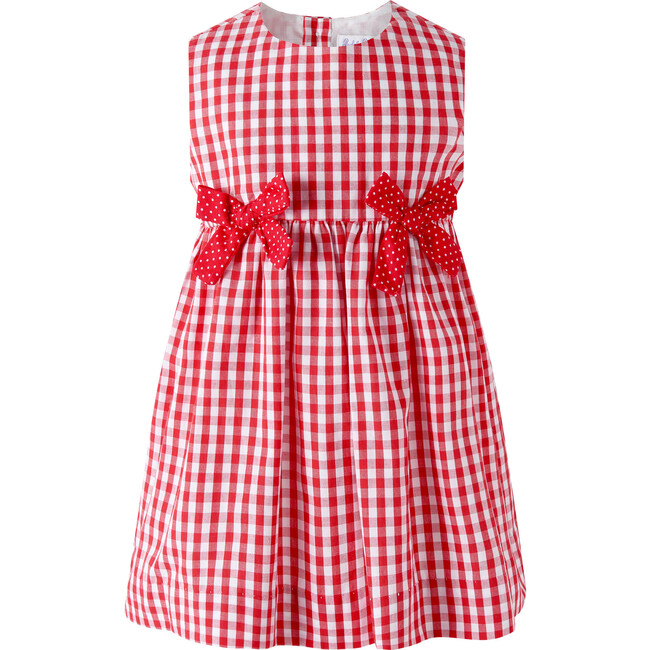 Gingham Bow Dress and Bloomers, Red