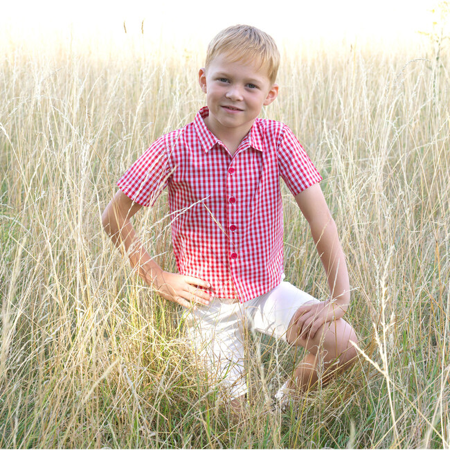 Gingham Shirt, Red - Button Downs - 3