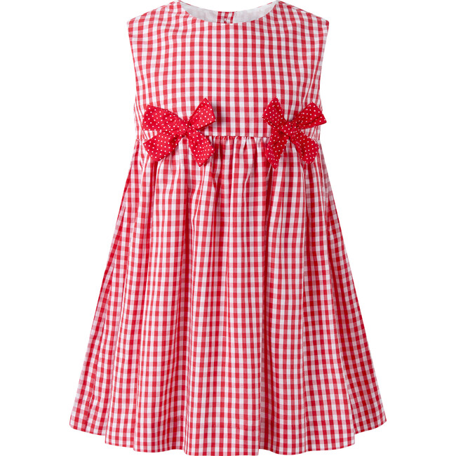 Gingham Bow Dress, Red